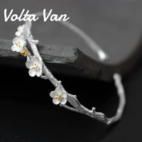 volta van 925 sterling silver fine jewelry bangle elegant 2021 new vintage plum blossom classic concise women silver bracelet