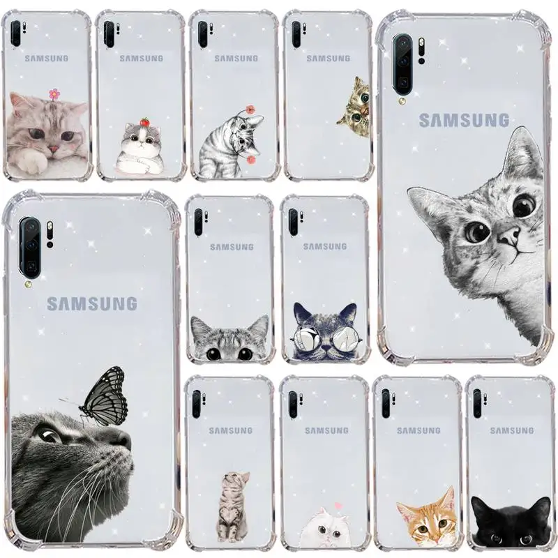 

Cat funny cute animel Phone Case Transparent for Samsung s9 s10 s20 Huawei honor P20 P30 P40 xiaomi note mi 8 9 pro lite plus