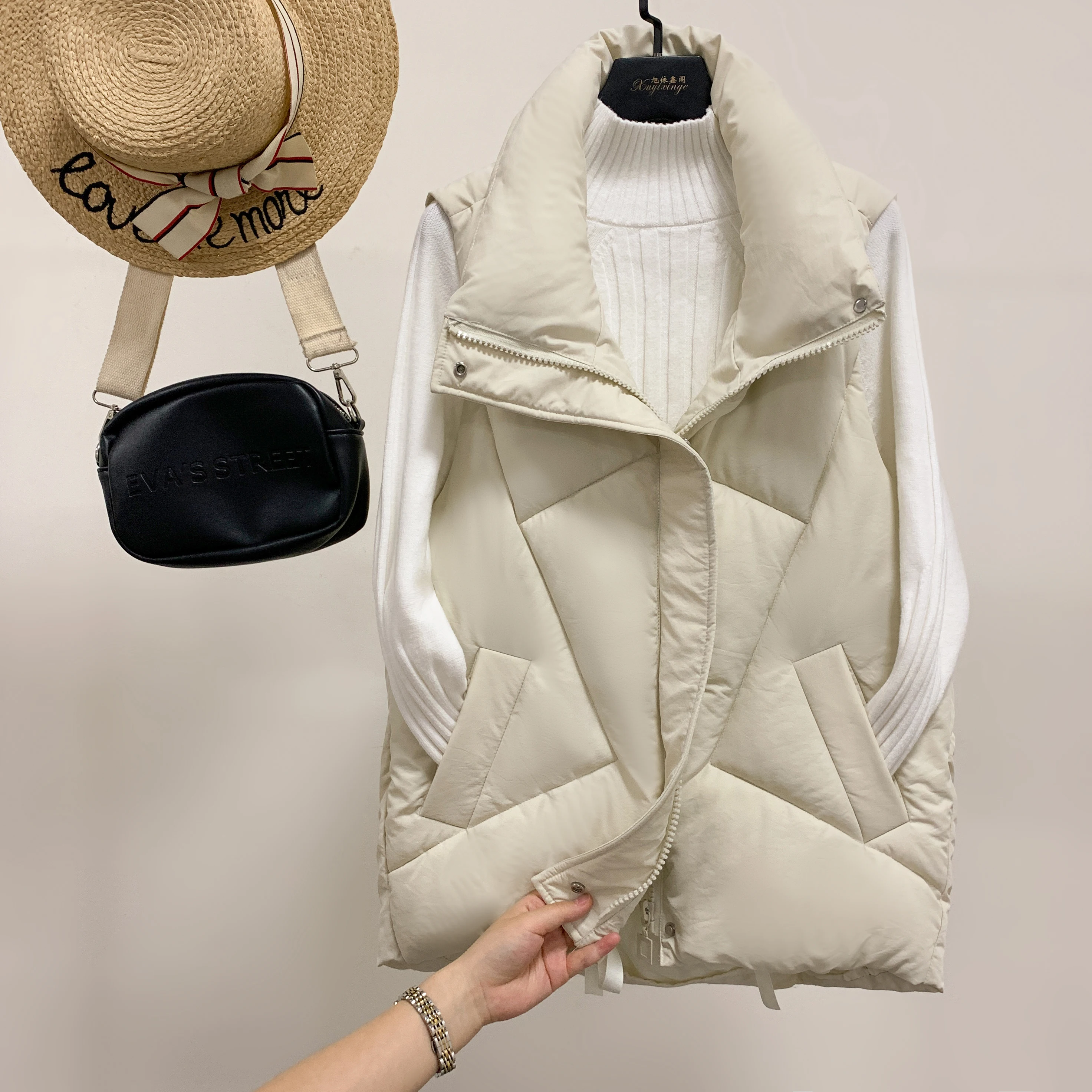 ALMUERK 2019 зимняя куртка Женский жилет отложной воротник плотное пальто тонкая