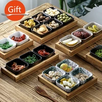 japanese style ceramic grid dried fruit plate and dish set dessert snack bar fruit platter new chinese zen tea snack tray