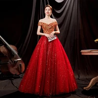 100 real red evening dresses gold lace appliques crystal beaded sequined ball gown off shoulder formal party prom gowns