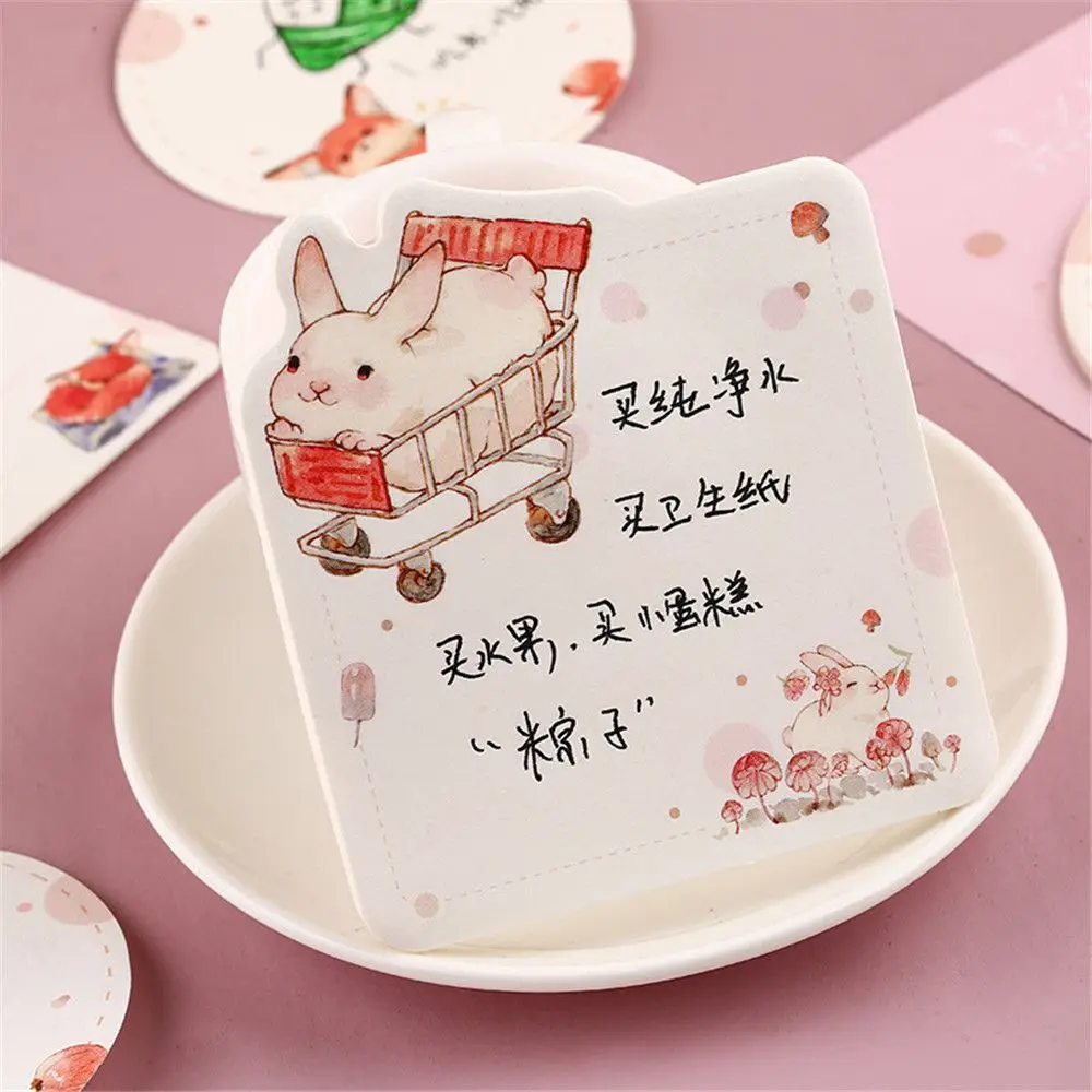 30 листов блокноты для записей с милым кроликом и лисой Мультяшные Липкие заметки