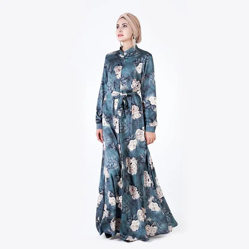 Малайзия скромное Макси платье Jalabiya кафтан мусульманская Мода Турция Vestido Largo Mujer