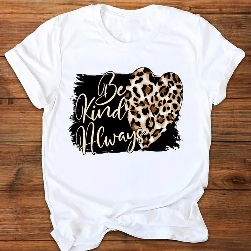 

Women Graphic Leopard Love Fashion Short Sleeve 90s Ladies Printing Print Clothes Lady Tees Tops Female T Shirt Womens T-Shirt