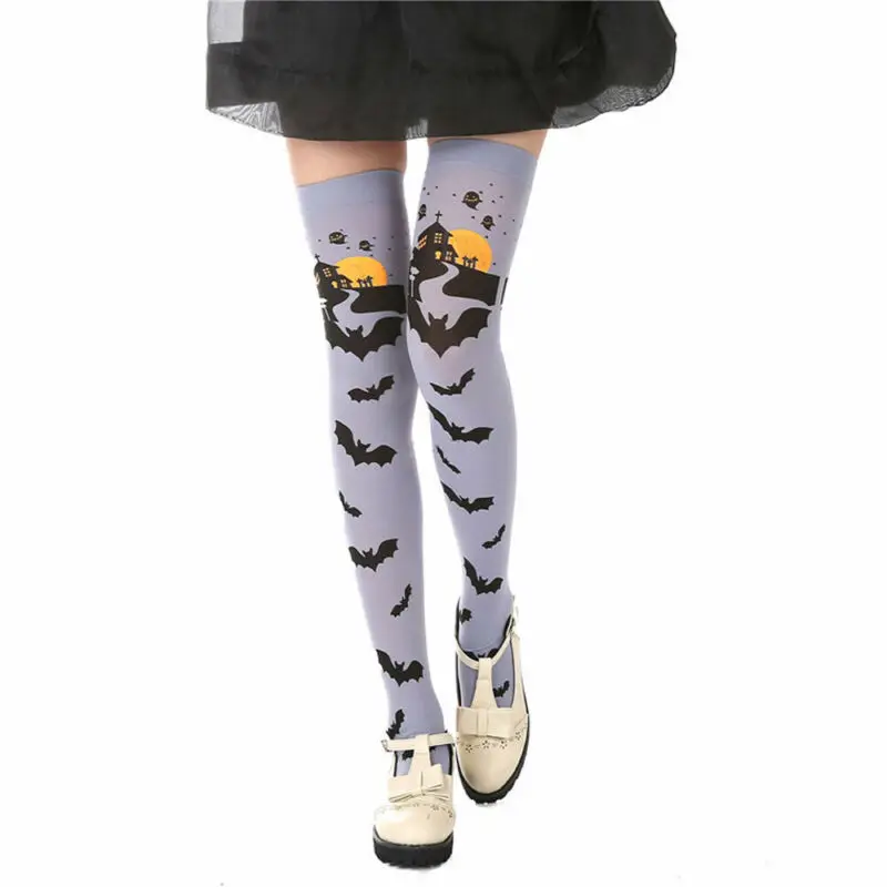 Hirigin осенне-зимние женские мягкие хлопковые длинные чулки выше колена с рисунком