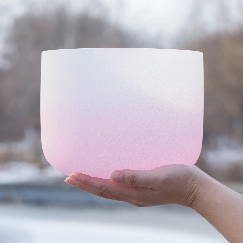 8 Inch Half Pink Quartz Crystal Singing Bowl 440HZ 432HZ C D E F G A B Chakra 8&quot Yoga+ Cloth cushion | Спорт и развлечения