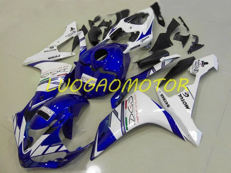

Кузов впрыска обтекатели комплект для R белого и синего цвета YAMAHA 07-08 YZF R1 2007 2008 YZFR1 YZF1000R1 YZF-1000R1 полном баке комплекты обтекателей
