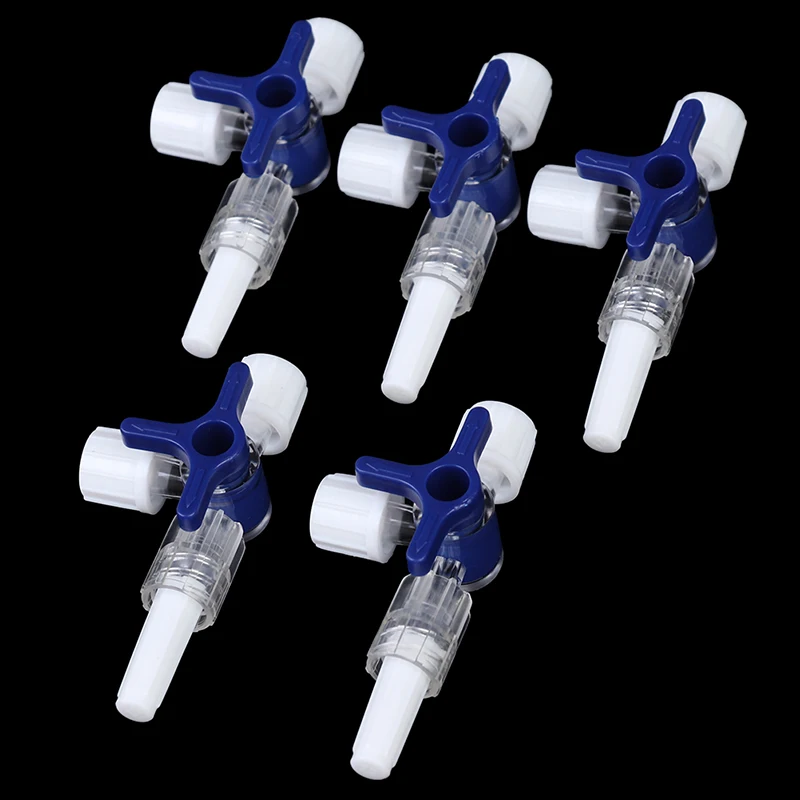 Plastic Three Way Stop Cock For Clinical Hospital Luer Lock Adapter 3 Way Stopcock Flexiable T-Connector Extension Tube 5Pcs