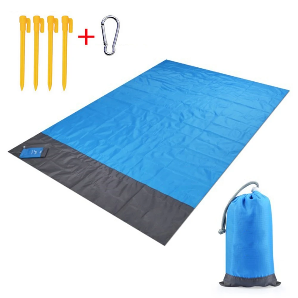 

Towels Mat Anti Sand-free Beach Anti Sand Beach Blanket Oversized Pocket Picnic 4 Anchor Wind Prevent Sand ProofLarge Beach