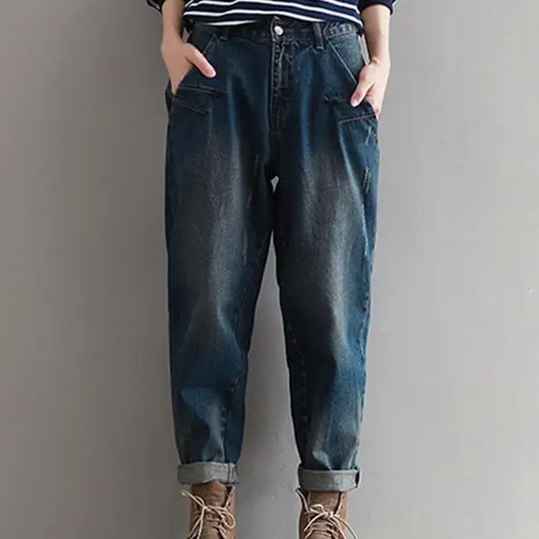 2020 зимние джинсы большого размера женские штаны шаровары джинсовые Модные