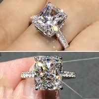 creative ladies square cubic zircon ring with sparkling aaa cz rhinestone crystal for women party wedding jewelry size 5 11