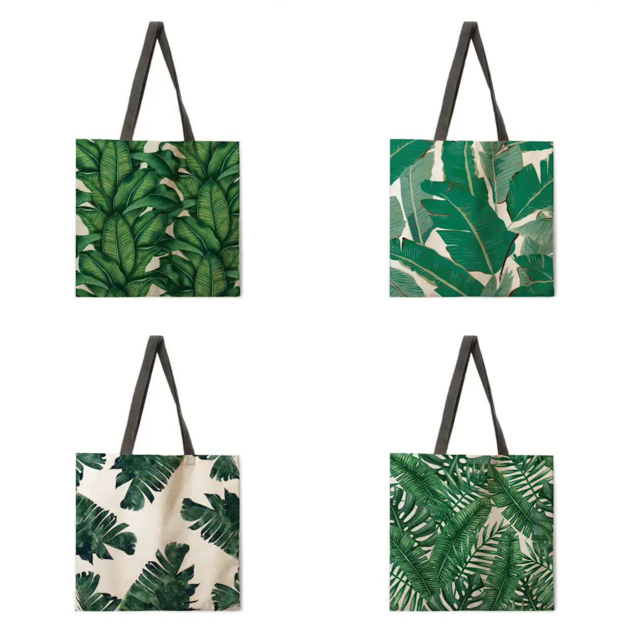 Женская сумка через плечо пляжная тоут с зелеными растениями женская