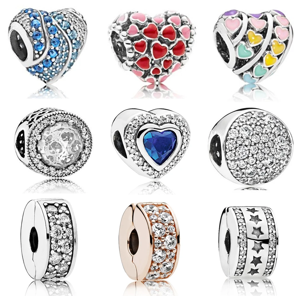 

Новые модные шармы, оригинальные красочные бусины-разделители в форме сердца для оригинального женского браслета Pandora, аксессуары для ювелирных изделий, подарок «сделай сам»
