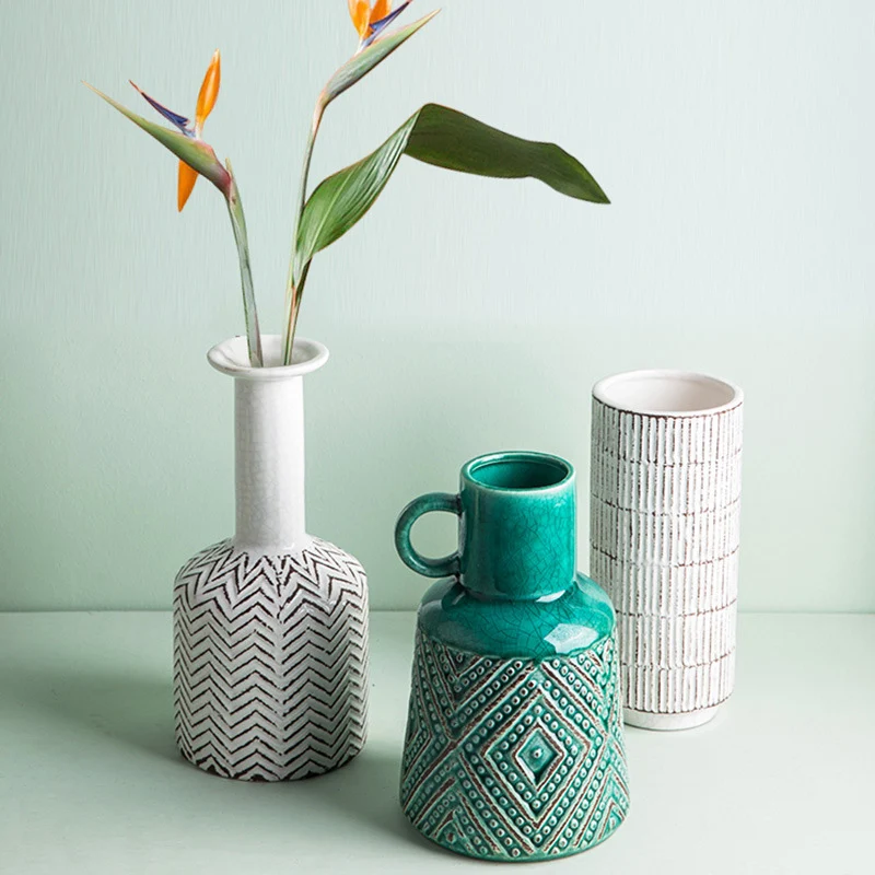 Керамическая ваза в современном американском ретро стиле для дома украшения