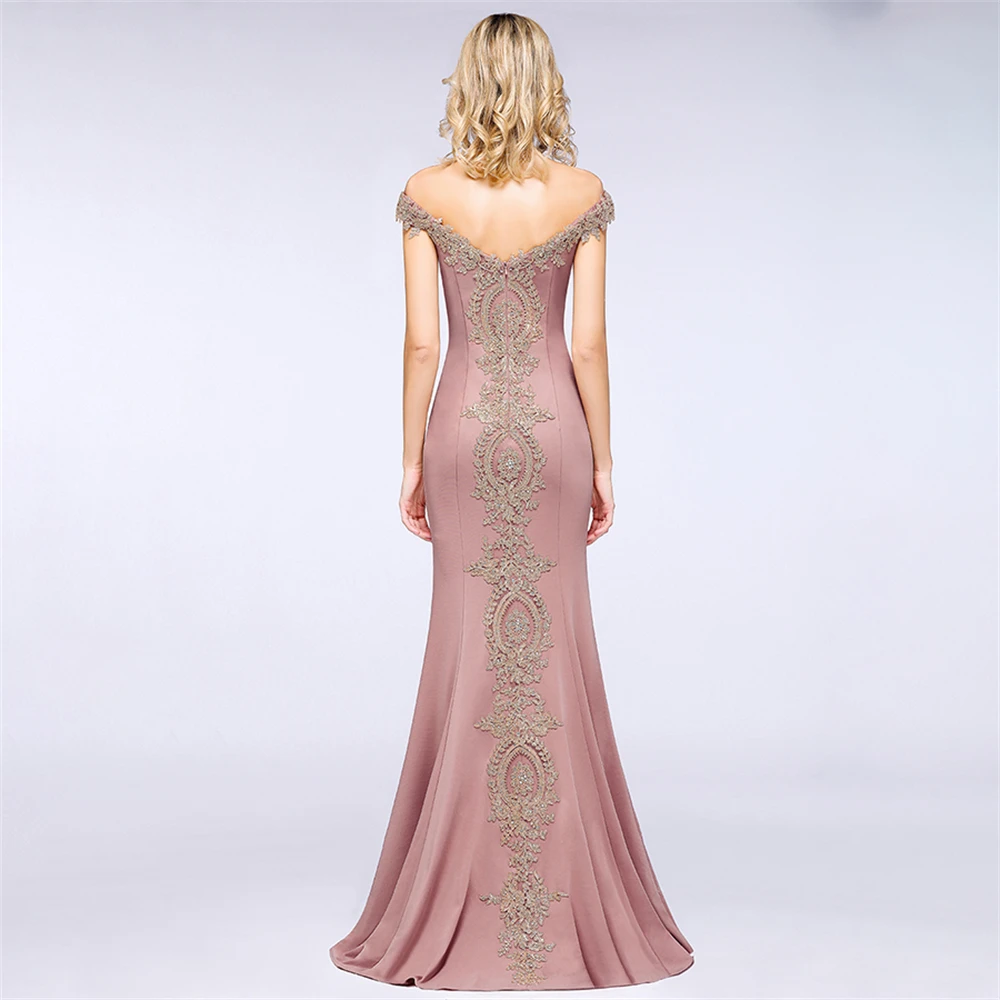 Женское длинное вечернее платье-русалка розовое элегантное кружевное платье без