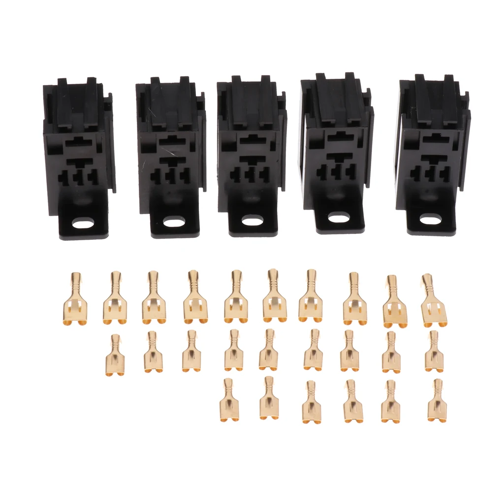 5 Pieces 5Pin 60A PCB Relay Holder Board Mount Socket with Terminals Black | Автомобили и мотоциклы