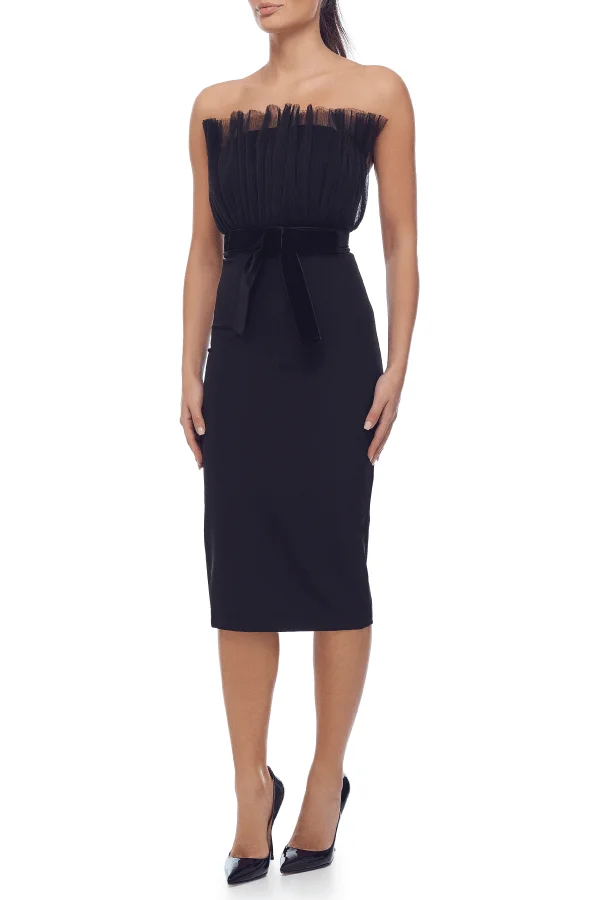 PB 2020 Новые Летние черные кружевные Клубные миди платья без бретелек для