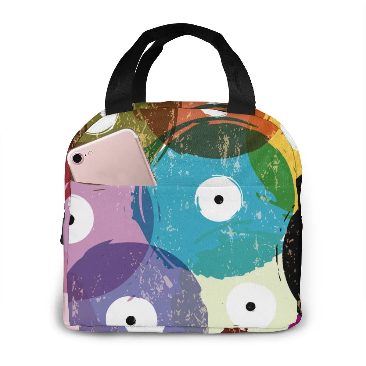 

Abstract Circle Lunch Food Box Bag Fashion Insulated Thermal Food Picnic Lunch Bag for Women kids Men Cooler Tote Bag