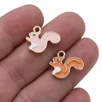 5pcs enamel gold plated squirrel charms pendant for jewelry making earrings bracelet necklace accessories diy craft findings