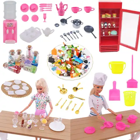 Аксессуары для кукольного домика куклы Барби миниатюрная тарелка чашка для напитков миска набор посуды игрушка кукольная еда кухонная мин...