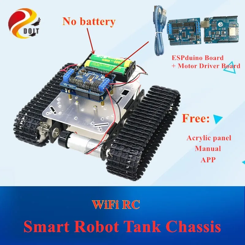 Интеллектуальное шасси для танков роботов с Wi Fi RC и двойным двигателем