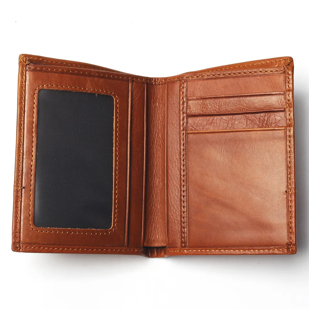 Мужской модный кошелек средней строчки из натуральной кожи мужской тонкий с