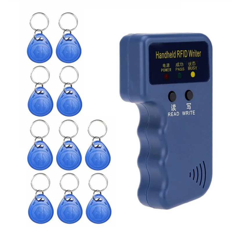 

Handheld 125KHz EM4100 TK4100 RFID Copier Writer Duplicator Programmer Reader EM4305 T5577 Rewritable ID Keyfobs Tags