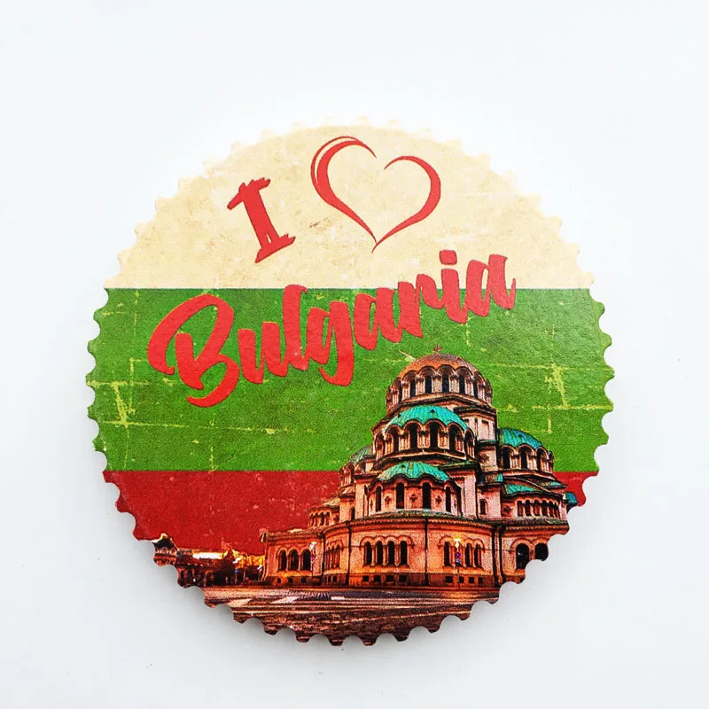 

QIQIPP Bulgaria creative flag landmark tourism commemorative decorative crafts porcelain magnetic refrigerator collection gifts