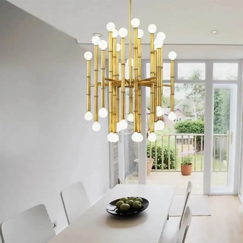 Прямоугольный подвеска фонарный столб Современная тарелка хром золото Led люстра