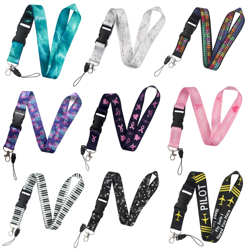 PC1130 Breast Cancer Awareness Pink Ribbon Lanyard Badge ID Lanyards Mobile Phone Rope Key Neck Straps Accessories | Украшения и
