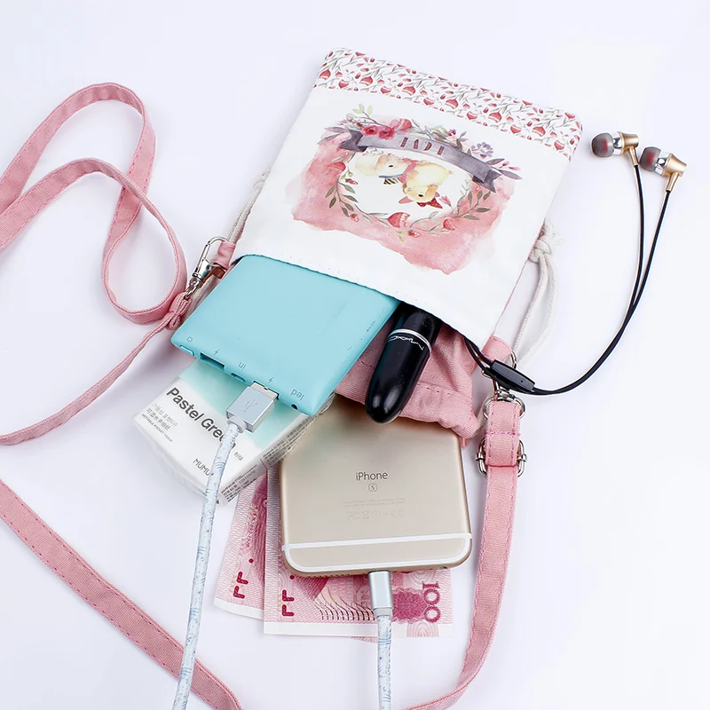 Сумка мобильный телефон сумка женская 2020new cute наплечная Холщовая не выцветает