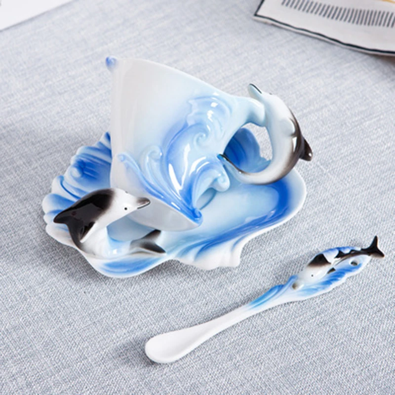 Набор изысканных керамических чашек 180 мл фарфоровая кофейная кружка с рисунком