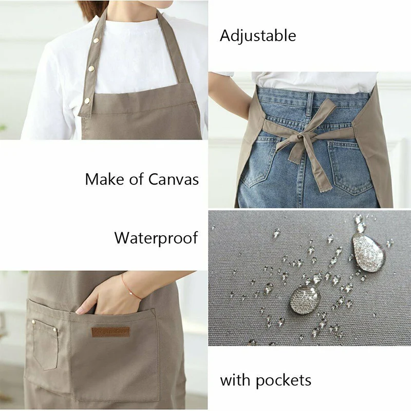 Водонепроницаемый холщовый фартук с карманами кухонные ресторанные