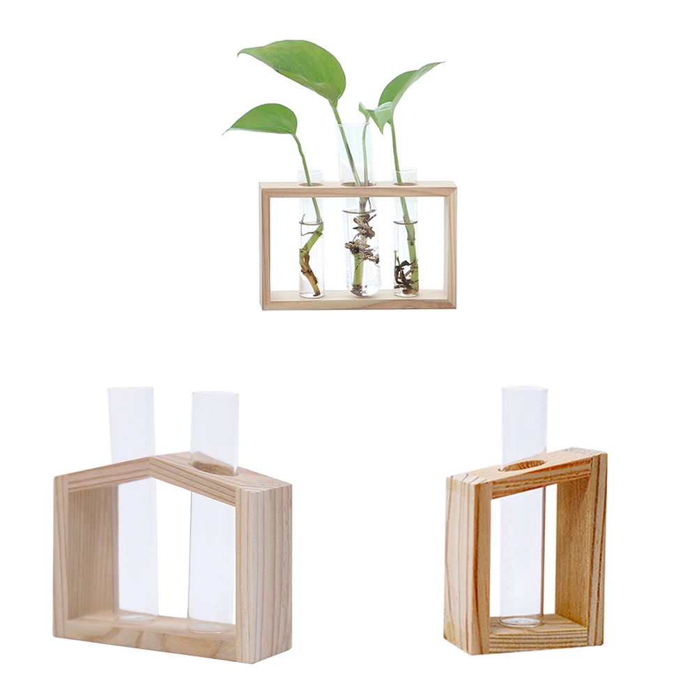 Простой Стильный Стеклянный пробирка ваза бревна рамка зеленый укроп