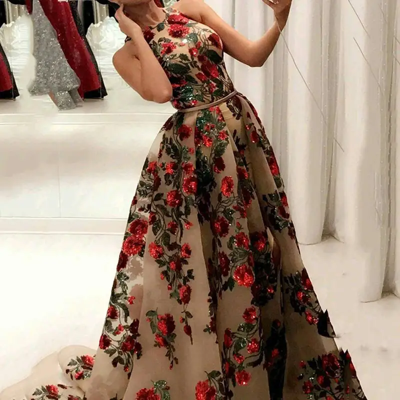 

Hi Shy Bride Luxury 2021 Party Elegant Woman Evening Gown Plus Size Slim Printed Long Evening Dresses Suitable for Formal Partie