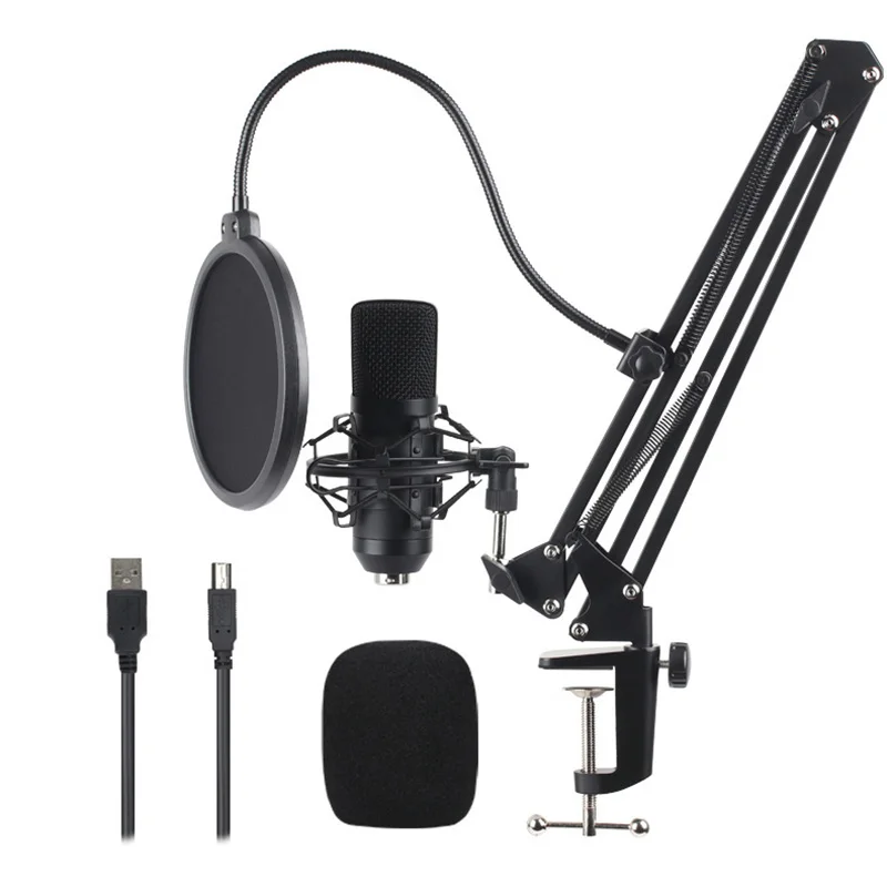 

Studio Condenser USB Computer Microphone Kit With Adjustable Scissor Arm Stand Shock Mount for YouTube Voice Overs-T669