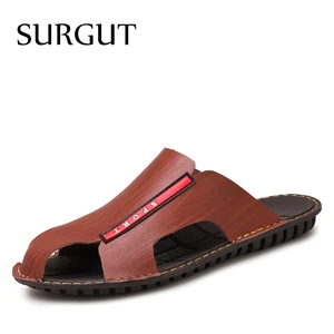 Мужские сандалии в классическом стиле SURGUT, мягкая обувь кофейного цвета, кожаные босоножки в римском стиле 3844 размеров для лета, 2022