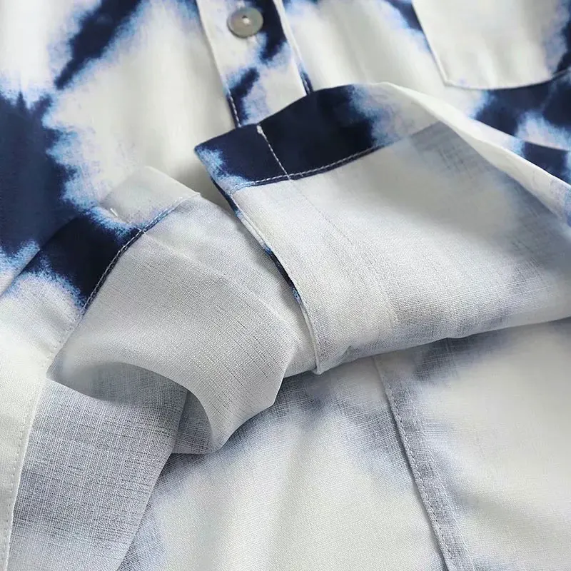 

Summer Women's Shirts 2021 Za Vintage V-neck Printing Long sleeve Oversize Female Loose Tops Blusas Coat Streetwear Chic