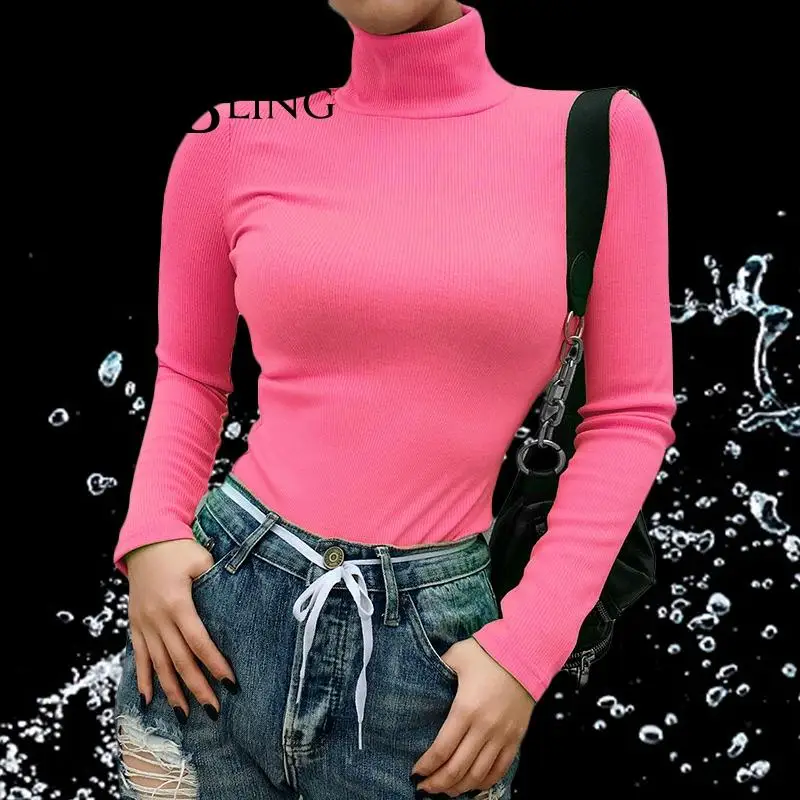 SheBlingBling с длинным рукавом облегающее платье высокой горловиной флуоресцентного