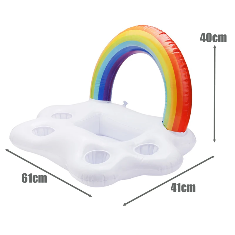

Swimming Party Inflated Mats Water Sports Accessories Pvc Rainbow Beer Drink Bottle Cooler Floating Supports Food Pool Holder