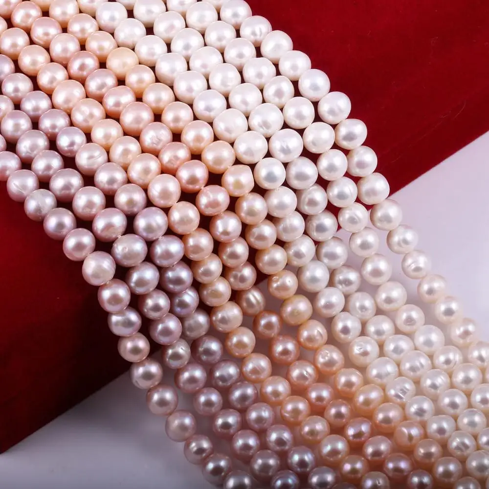 

Natural Freshwater Pearl Beads Round White Pink Purple Loose Spacer Beads for Women Necklace Bracelet Jewelry Making Accessories