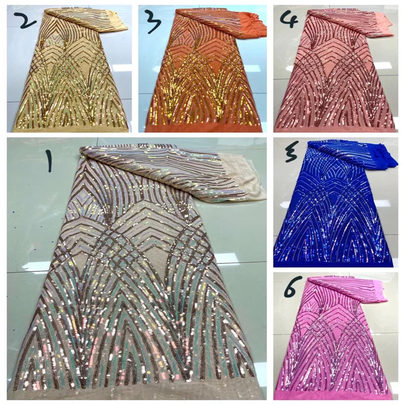 Latest Orange African Sequins Lace Fabric French Mesh Laces High Quality 2021 Nigerian For Party Sew J98-20 | Дом и сад