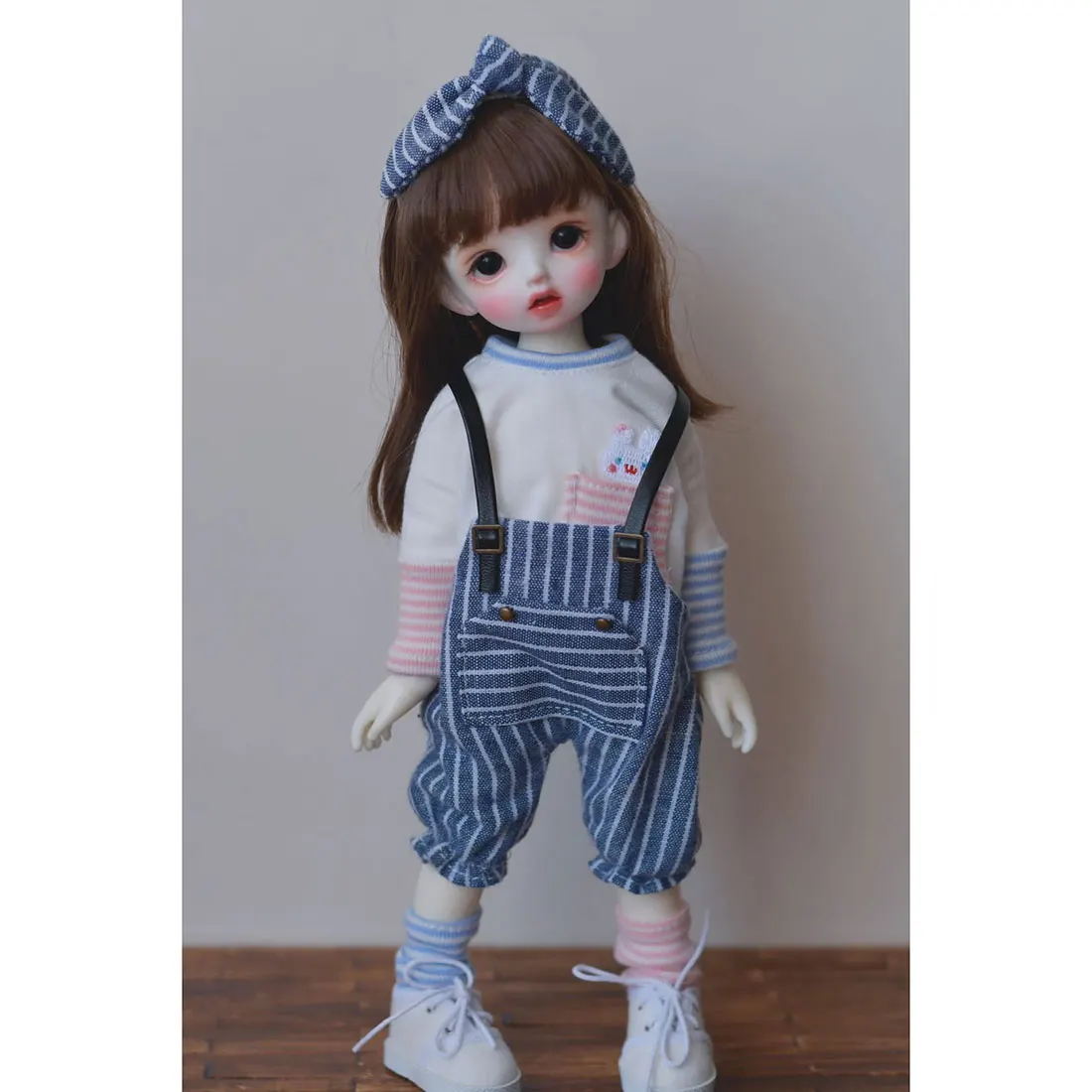 Полосатый комбинезон с длинным рукавом комплект одежды для кукол 1/6 BJD аксессуары