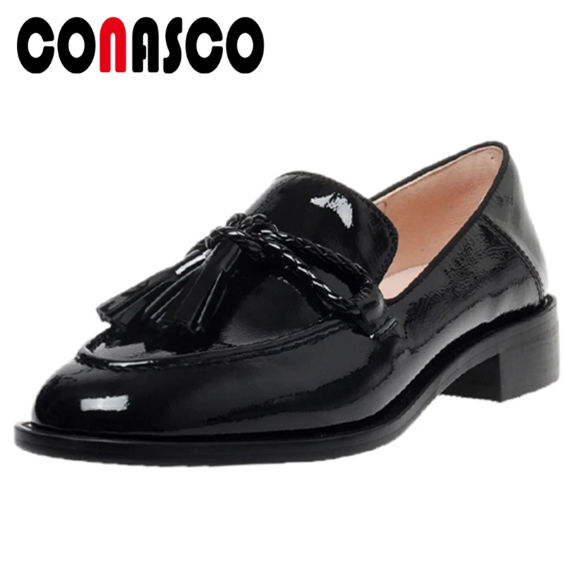 

Туфли CONASCO женские из коровьей кожи, повседневная обувь с бахромой, с узлом-бабочкой, украшение на низком каблуке, весна-лето