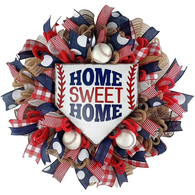 

Simulation Wreath Artificial Garland for Front Door Hanging Pendants Handmade Baseball Wreath for Hanging Ornaments