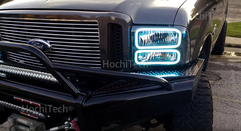 Для Ford F-250 F250 2005 2006 2007 RGB светодиодный ангельские глазки многоцветный с Halo кольцом дистанционное управление фар