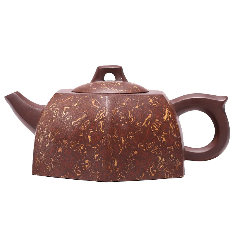

Yixing handmade purple clay pot raw ore purple clay six square well hurdle goods