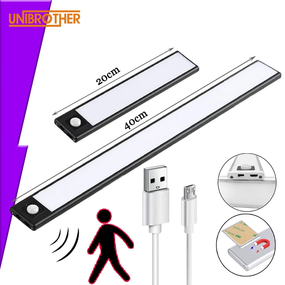 

Ультра-Dunne, Пассивный инфракрасный датчик движения, Usb Opladen, 20/40 см, освещение для спальни, кухни, Декор, светодиодный настенный светильник иль...