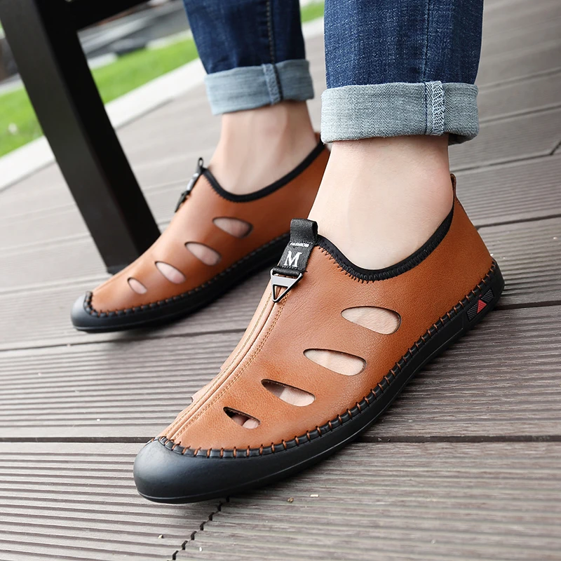 

2021 Summer Shoes Men Sandals Soft Leather High Quality Men's Casual Shoes Male Brand Sandals Cowhide Leather Sandal Shoes