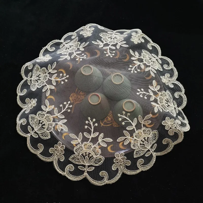 

Прозрачный кружевной круглый коврик из полиэстера и хлопка